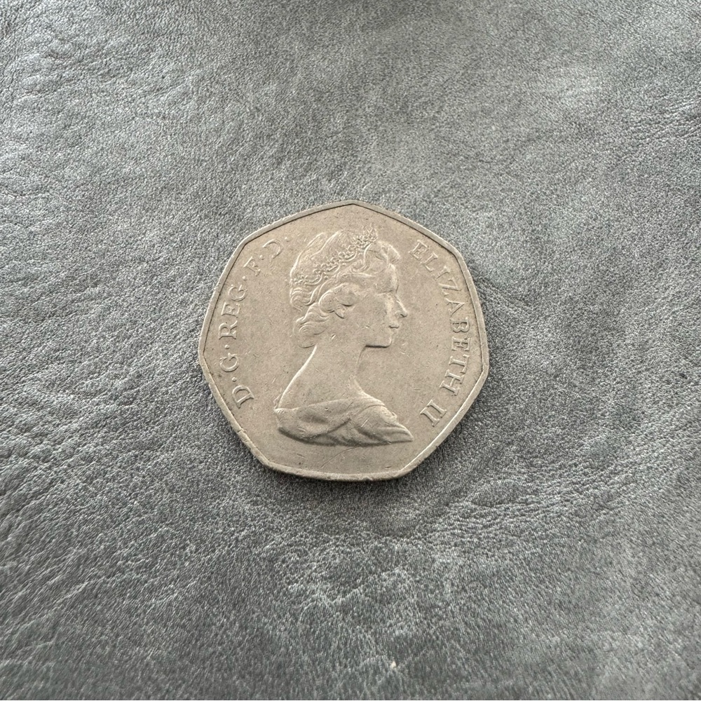 1973 Great Britain 50 Pence Coin Circle of Hands